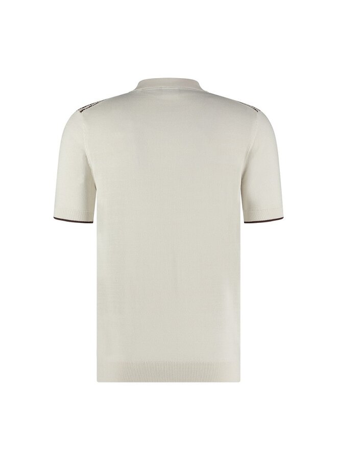 Blue Industry Polo Knitted Print Off-White/Brown