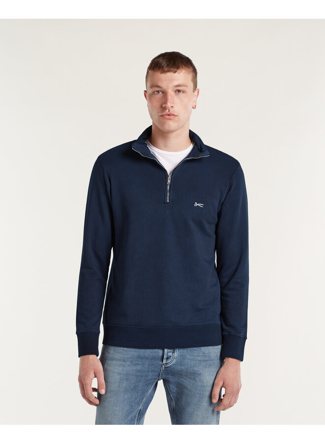 Denham Sweater Half Zip Scissor GDCS Navy Blazer