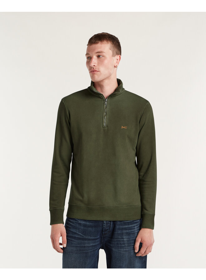 Denham Sweat Half Zip Scissor  GDCS Deep Green