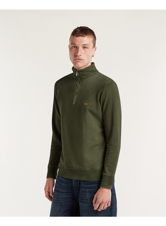 Denham Sweat Half Zip Scissor  GDCS Deep Green