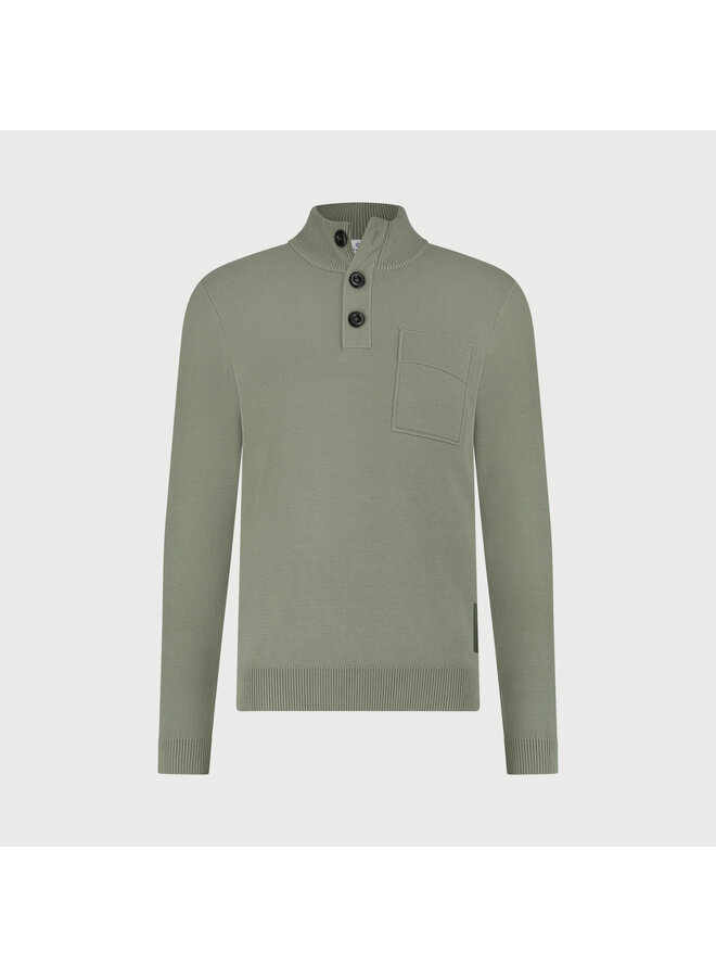 Blue Industry Pullover met knopen Khaki
