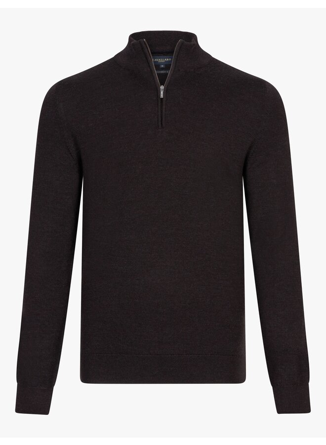 Cavallaro Pullover Merino Half Zip Dark Brown