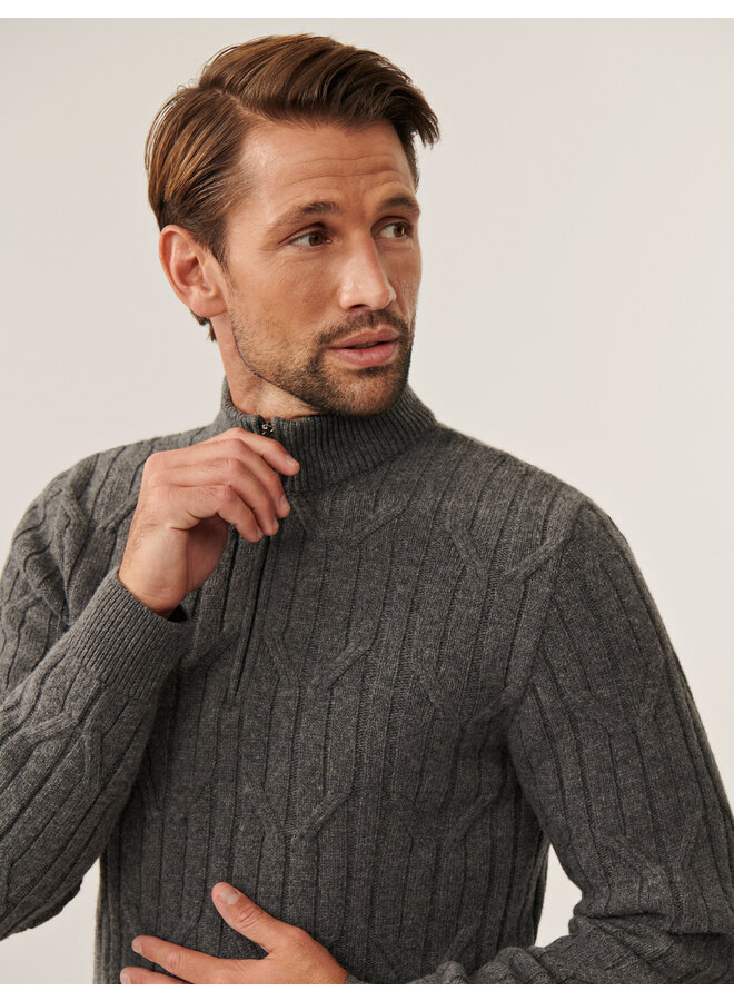 Cavallaro Pullover Organto Half Zip Mid Grey