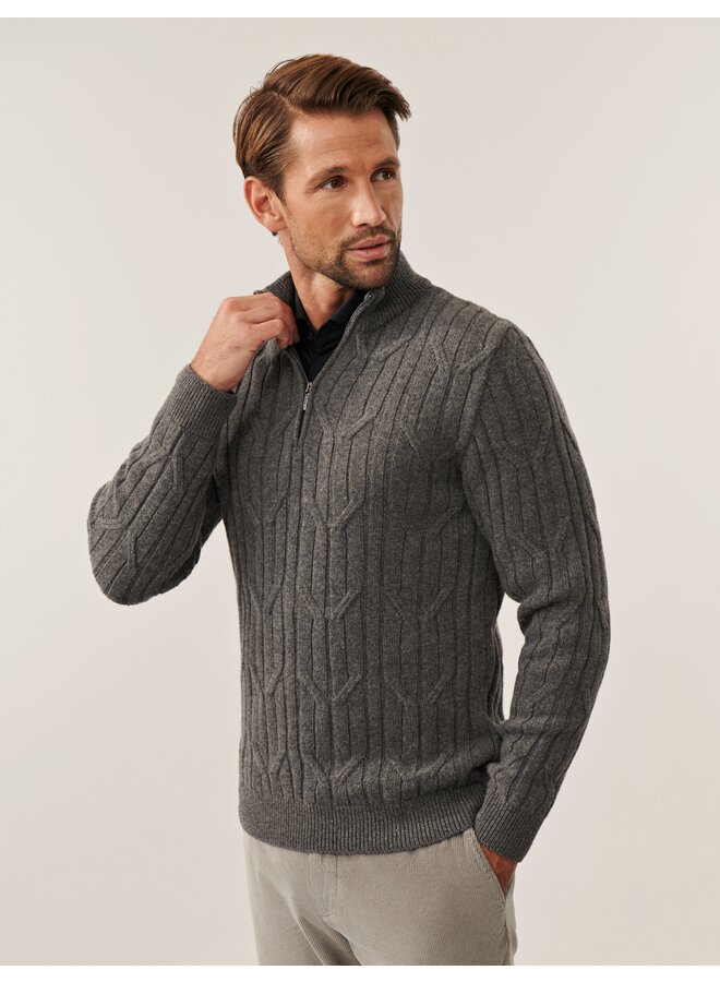 Cavallaro Pullover Organto Half Zip Mid Grey