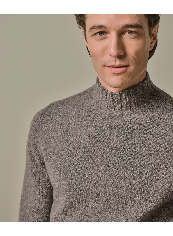 Profuomo Pullover Mock Neck L Brown