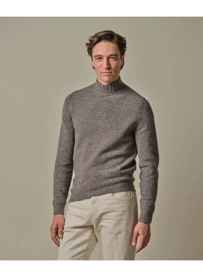 Profuomo Pullover Mock Neck L Brown