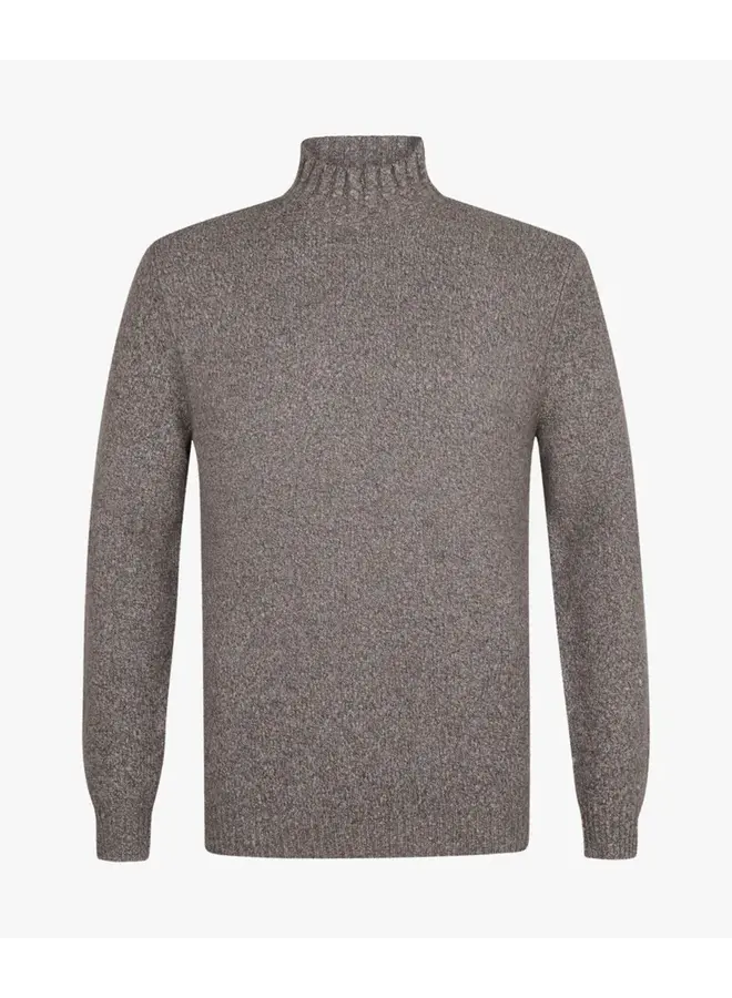 Profuomo Pullover Mock Neck L Brown