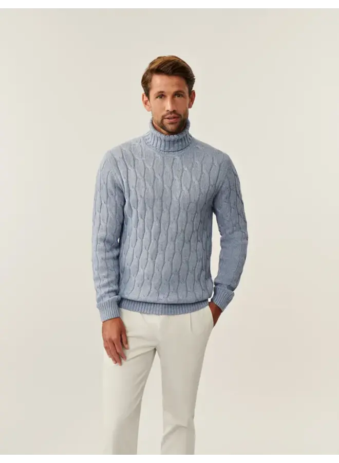 Cavallaro Pullover Zenio Roll Neck Light Blue Melange