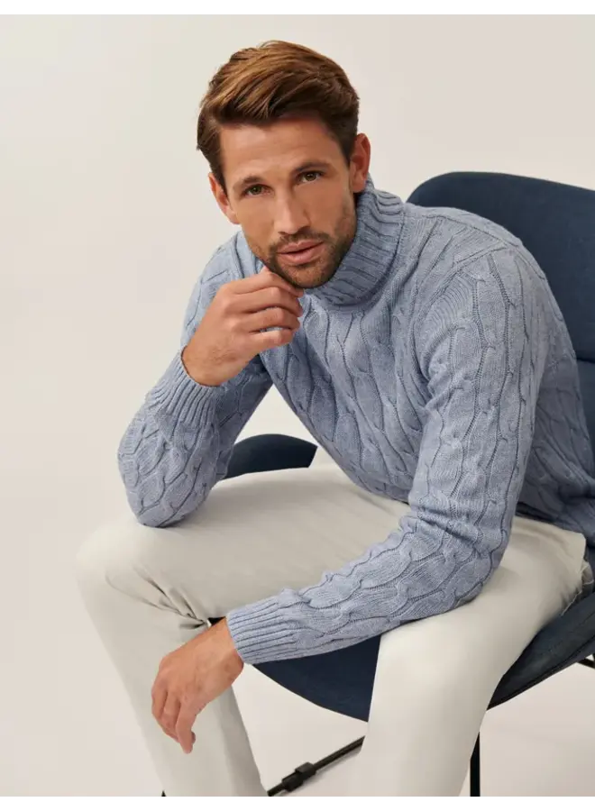 Cavallaro Pullover Zenio Roll Neck Light Blue Melange