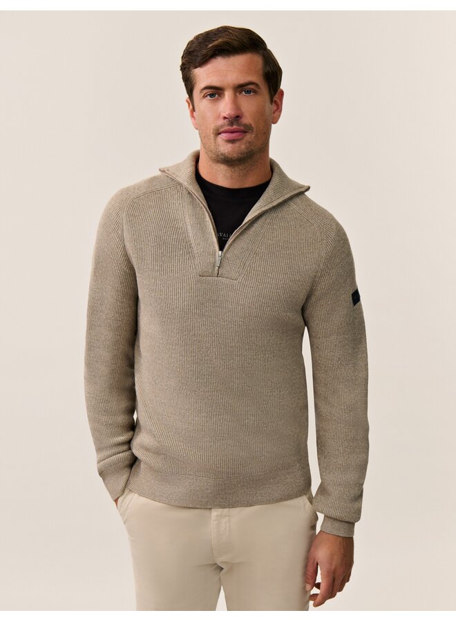 Cavallaro Pullover Corsico Half Zip Taupe Melange