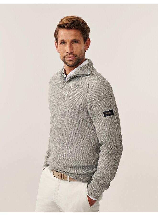 Cavallaro Pullover Corsico Half Zip Mid Grey Melange
