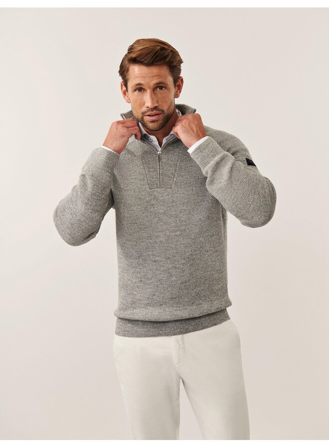 Cavallaro Pullover Corsico Half Zip Mid Grey Melange