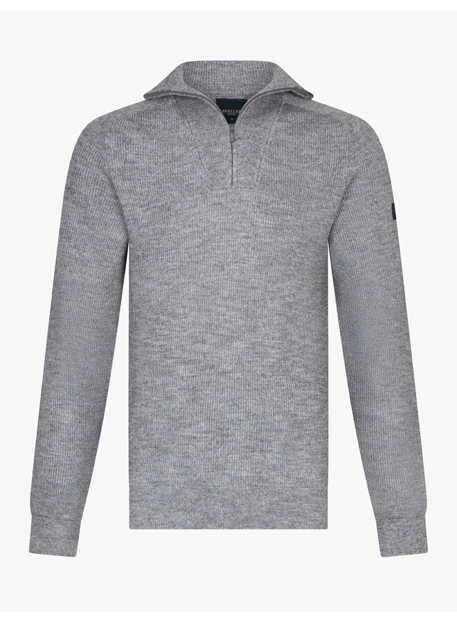 Cavallaro Pullover Corsico Half Zip Mid Grey Melange