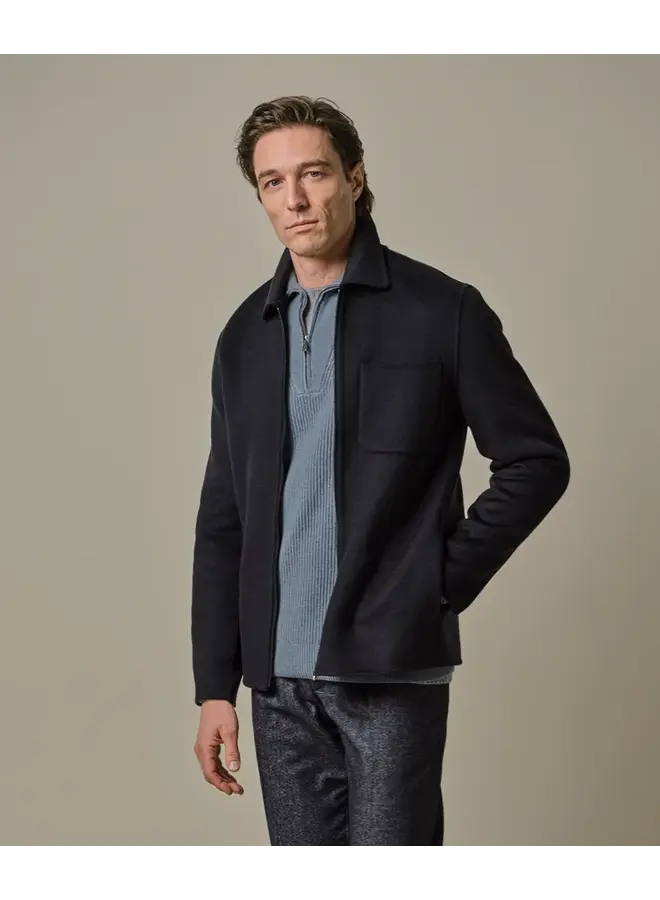 Profuomo Overshirt wol single layer Zip Overshirt Navy