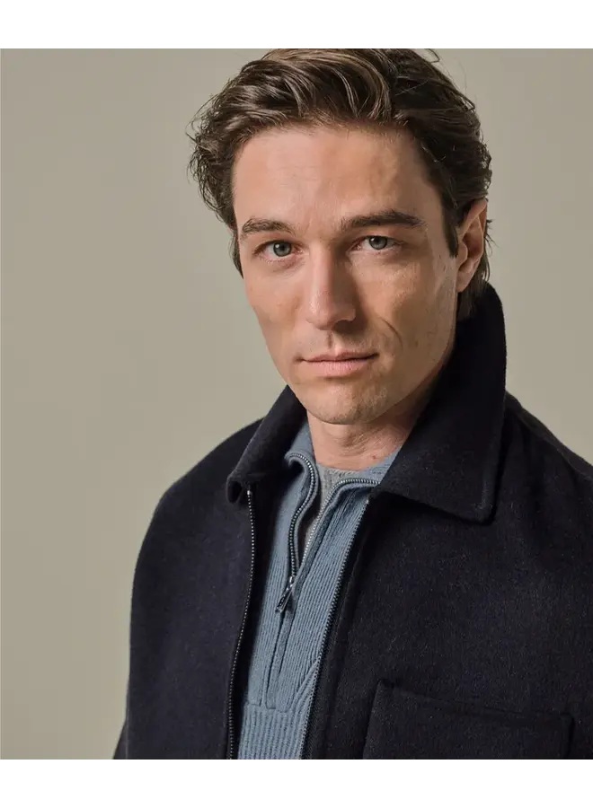 Profuomo Overshirt wol single layer Zip Overshirt Navy