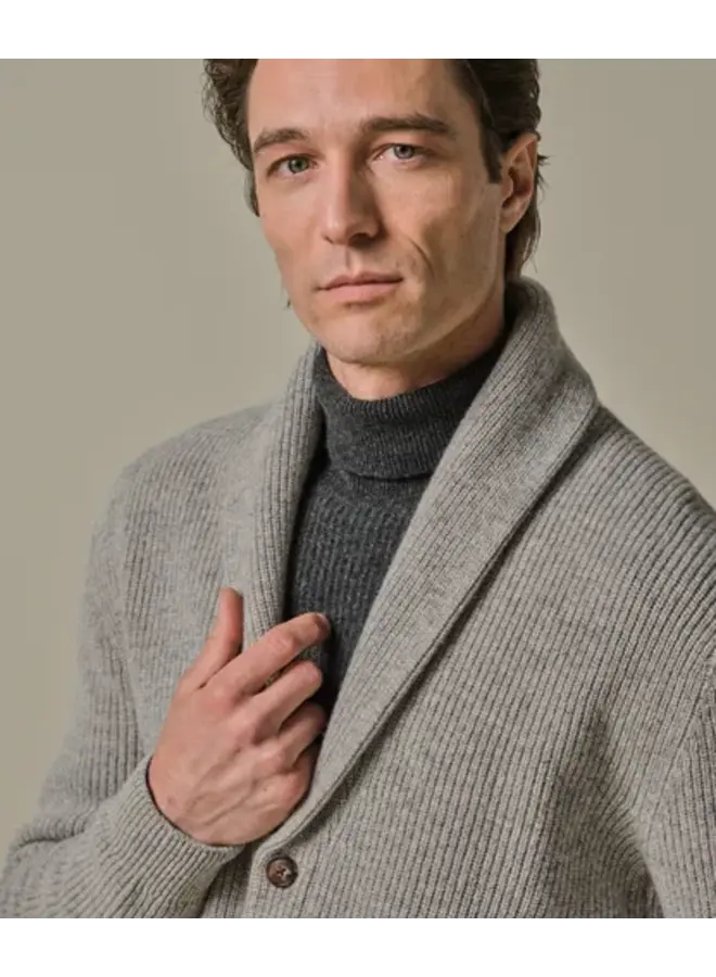 Profuomo Cardigan Shawl Collar Wol Blend L.Grey