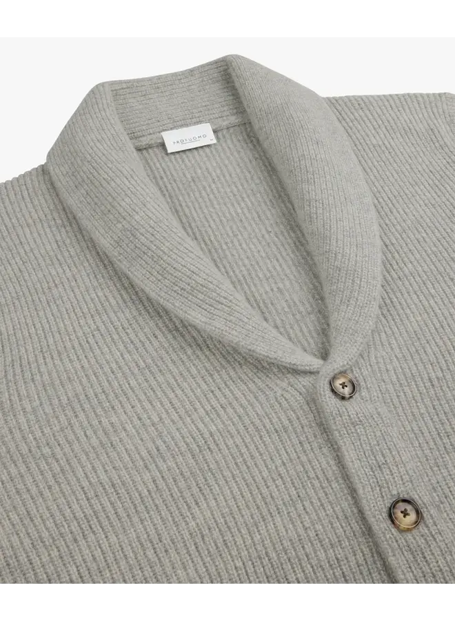 Profuomo Cardigan Shawl Collar Wol Blend L.Grey