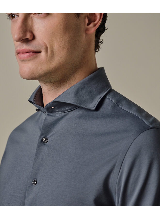 Profuomo Shirt Japanese Knitted Denim Blue