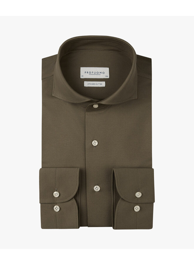 Profuomo Shirt Japanese Knitted L.Brown