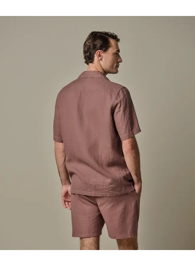Profuomo Shirt Camp Linnen Red Clay