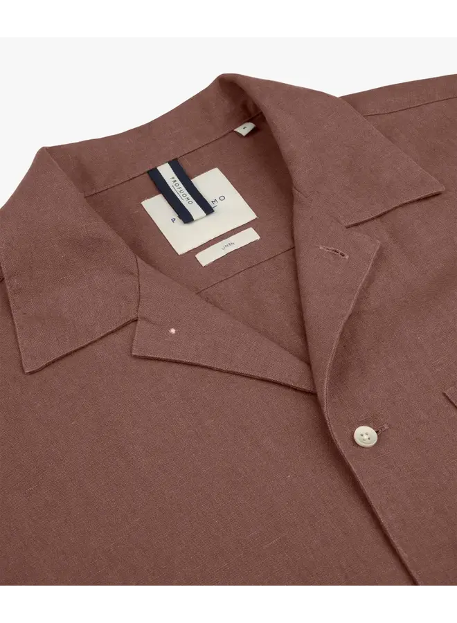 Profuomo Shirt Camp Linnen Red Clay