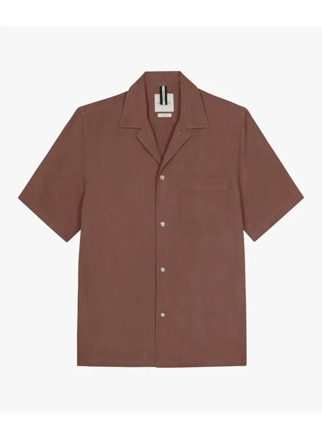 Profuomo Shirt Camp Linnen Red Clay