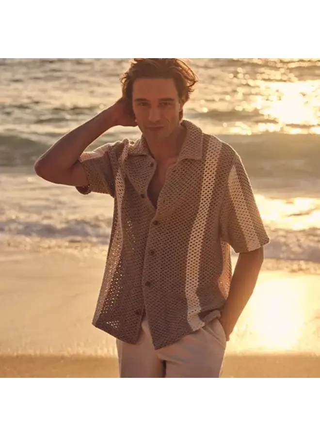 Profuomo Polo Crochet button Beige