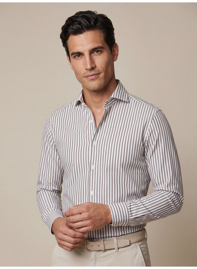 Cavallaro Shirt Compacto Stripe Dark Brown/White