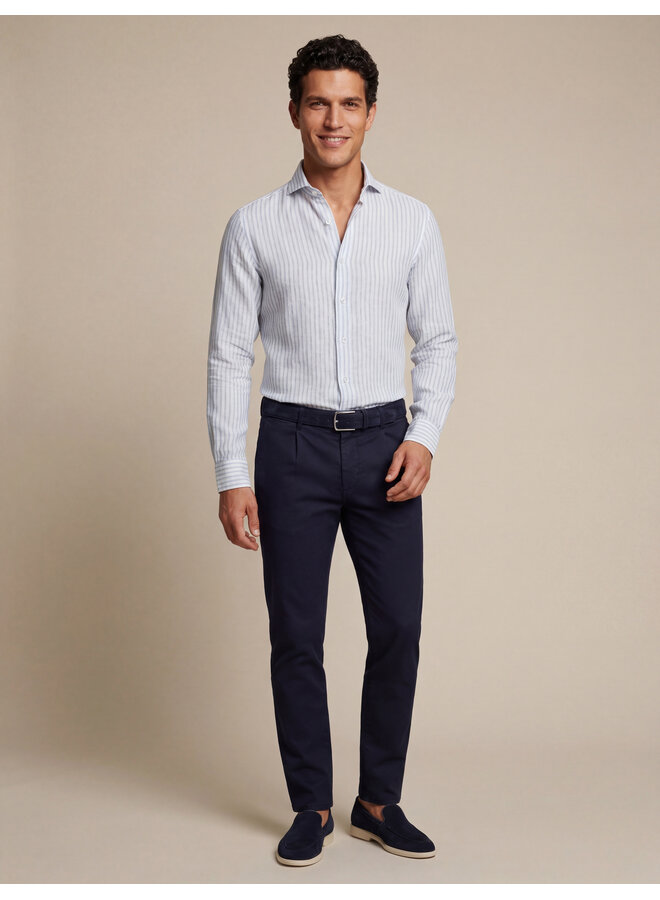 Cavallaro Shirt Tarente Linnen Stripe Light Blue/White