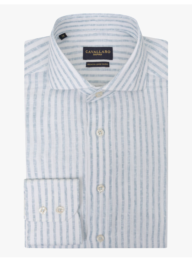 Cavallaro Shirt Tarente Linnen Stripe Light Blue/White