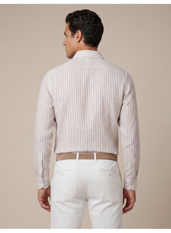 Cavallaro Shirt Tarente Linnen stripe Old Pink/White