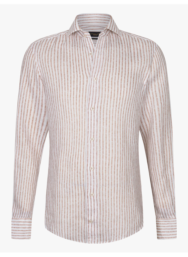 Cavallaro Shirt Tarente Linnen stripe Old Pink/White