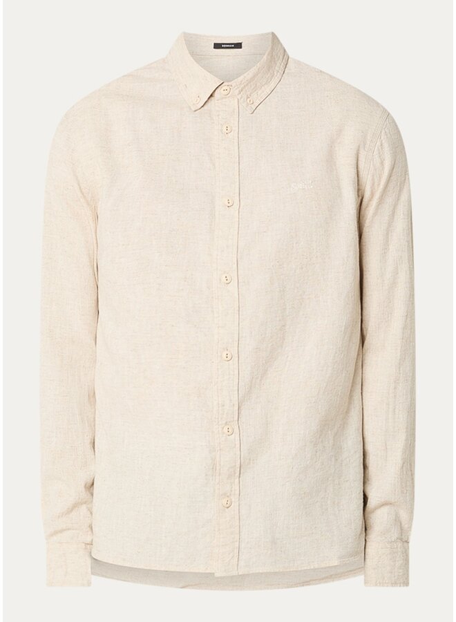 Denham Shirt Scissor Button Down Gemeleerd Beige