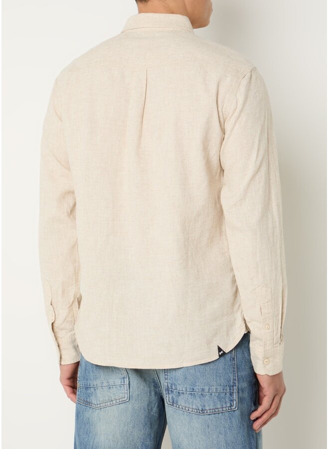 Denham Shirt Scissor Button Down Gemeleerd Beige
