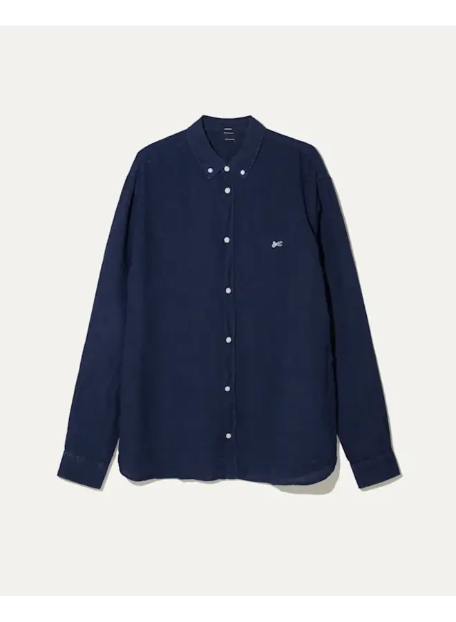 Denham Shirt Linnen  Scissor Button Down Navy Blazer