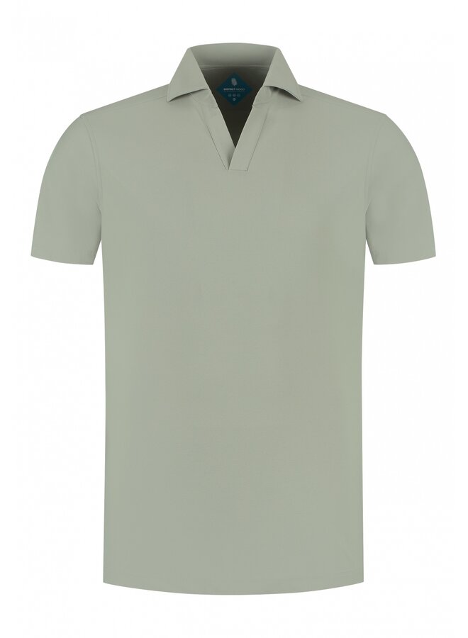 District Indigo Polo Open Collar Green