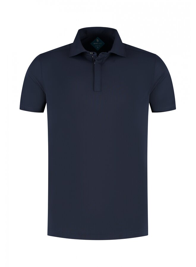 District Indigo Polo Pique Zip Navy