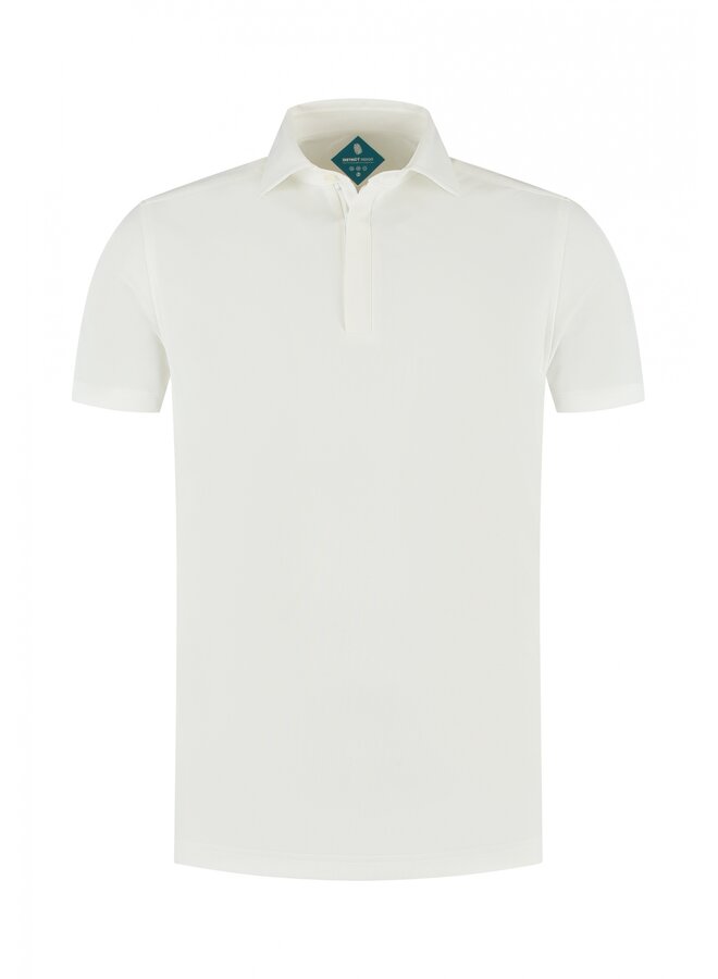 District Indigo Polo Pique Zip White