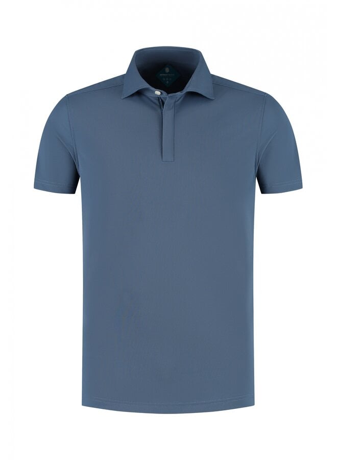 District Indigo Polo Pique  Zip Steelblue