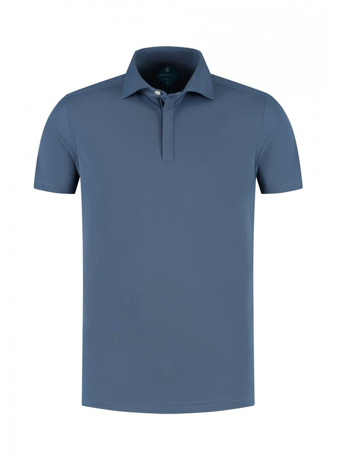 District Indigo Polo Pique  Zip Steelblue