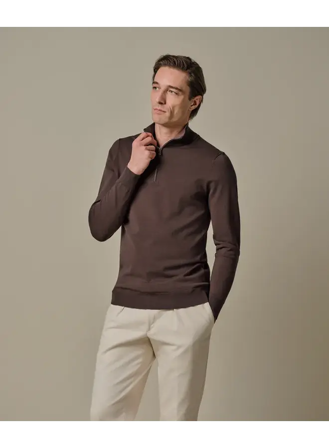 Profuomo Pullover Half Zip Brown