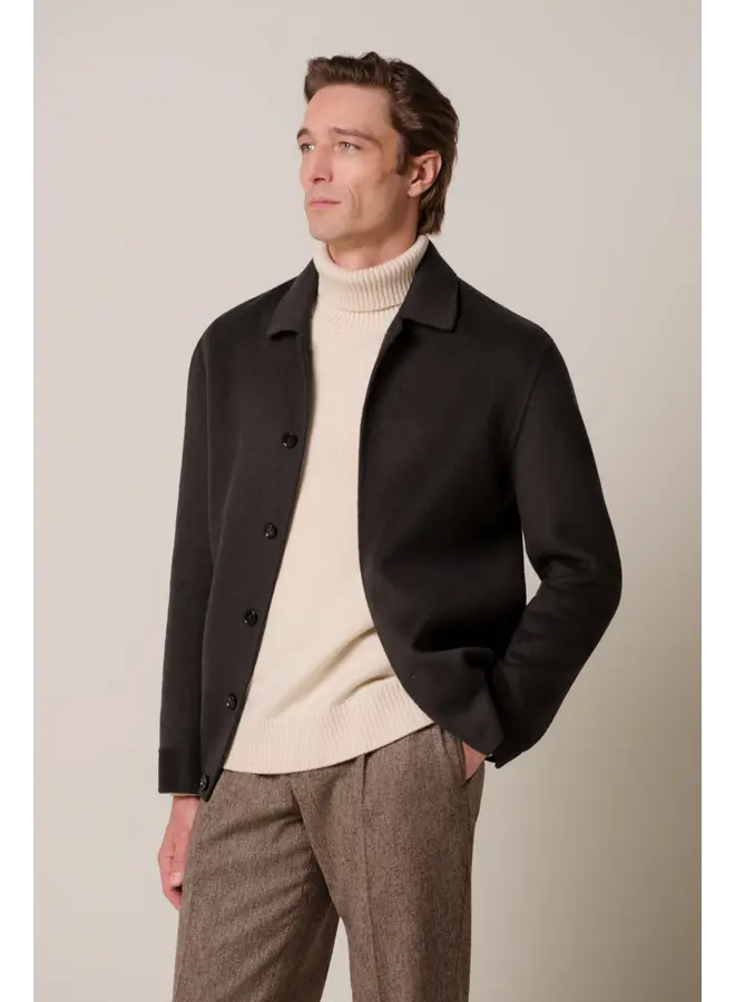 Profuomo Wollen Layer Bomber Dark Brown