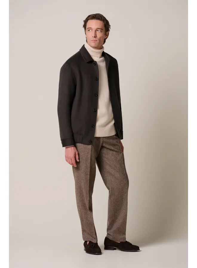 Profuomo Wollen Layer Bomber Dark Brown