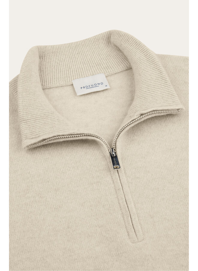 Profuomo Pullover Half Zip Cashmere Sand