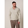 Profuomo Pullover Polo Open Collar LS Gemeleerd Sand