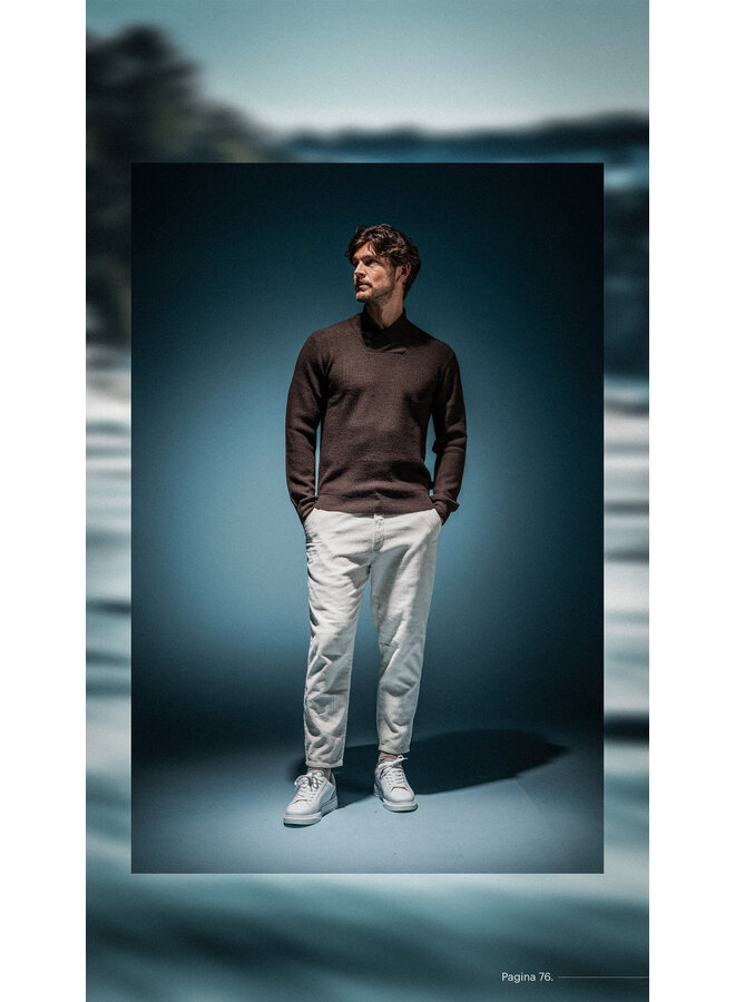 Agiato Pullover Savio Shawl Collar Knit Dark Brown