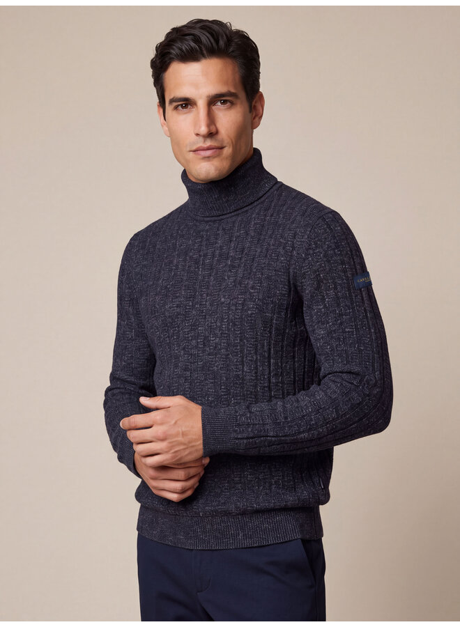 Cavallaro Pullover Givato Roll Neck Dark Blue Melange