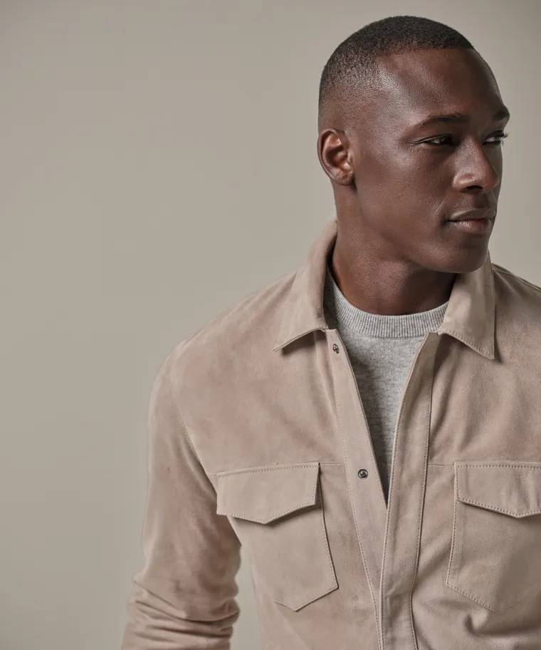 PROFUOMO OVERSHIRT SUÈDE BEIGE/TAUPE