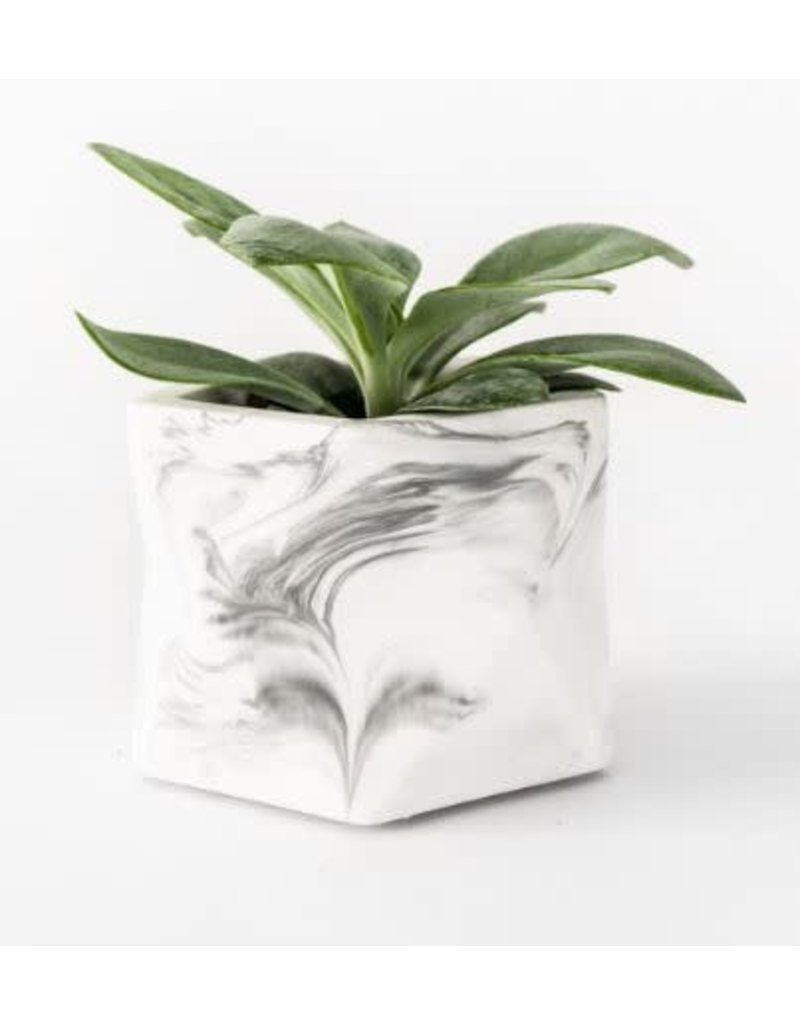 HOUSE RACCOON Palua Plantenpot – Medium – White marble