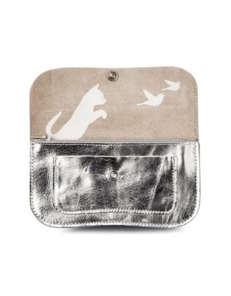 KEECIE Portemonnee Cat Chase Medium zilver